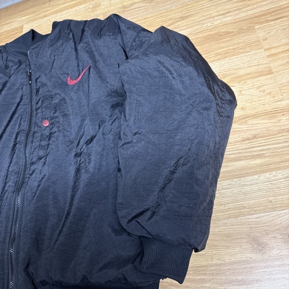 Vintage Nike Reversible Quilted Puffer Bomber Jacket Size Med 90s Swoosh Black - Picture 7 of 10